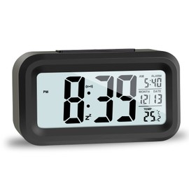 JOPHEK LCD Digital Alarm Clock, Travel Alarm Clock with Temperature Snooze Function, Light Control, Intelligent Alarm Clock for Bedroom, Home, Office