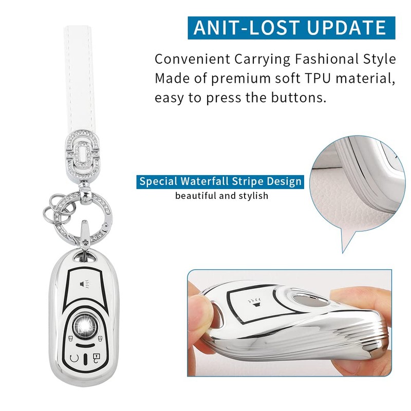 CARFIB for Buick Key Fob Cover 5 Button Soft TPU