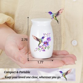 Abooxiu Small Hummingbird Mini Urn for Ashes Aluminium Memorial Small Ash Keepsake Urn