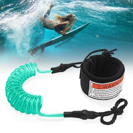 L&W Luck Surfboard Leash, Surfing Coiled Leash, 5 mm TPU Surf Leashes, Adjustable Wrist for Surfboarding, Rafting et al (Green)
