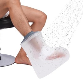 Zolife Waterproof Foot Cover for Shower Adult, Foot Cast Covers with Non-Slip Padding Bottom, Watertight Ankle Foot Cast Protector for Surgery Bandage Dressing Wound, Reusable