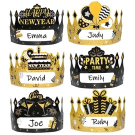 24Pcs Happy New Year Party Hats Crown 2024 for Adults Kids New Year Eve Caps Adjustable Paper Hats Cheers New Year's Party Classroom Supplies Decoration Favors,6 Styles