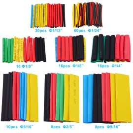 Lonlonty 164 PZ Heat Shrink Tubing, Heat Shrink Tube for Electrical Cable, Cable Tube Set, Colourful, 5 Colours, 8 Sizes