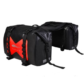 AFISHTOUR 30L Waterproof Motorcycle Luggage Bags - Motorcycle Panniers - Detachable Scooter Bags (Red, 1 Pair)