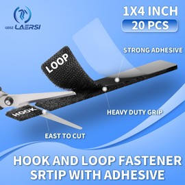 GDSZ LAERSI 30 Sets Double Sided Tape Heavy Duty Black Hook and Loop Tape, 1x4Inch Adhesive Strips – Secure Mounting for Rug Poster Industrial Mirror Hanging Couch Cushion Wall, Indoor & Outdoor Use