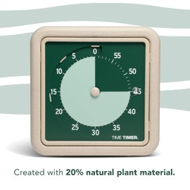 Time Timer® Retro 8 inch Eco Edition Visual Timer - 60 Minute Desk Countdown Clock Made with at Least 20% Natural Plant Material- Green Land