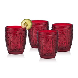 Fitz and Floyd Trestle Rocks Double Old Fashioned, Set of 4, Red