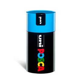 UNI POSCA GIFT BOX, 18 markers in different colours, medium round tip, line width 2.5 mm, aluminium gift box, colour of lid: light blue