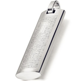 Flongo 4 Piece Gold and Silver Stainless Steel Pendant Necklace Blue English Bible Lords Prayer Cross Vintage Men, 54 cm Chain