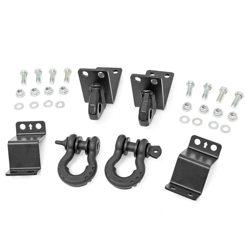 Rough Country Rear Shackle Kit w/D-Rings & Rubber Isolators -