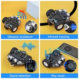 Yahboom Robotics Kit Micro Bit V2 V1.5 DIY Coding Car Science Building Kit Learning Educational STEM Projects for Kids Ages 8-12 (Without Microbit)