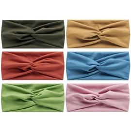 6Pcs Bandana Headbands for Women Wide Wavy Headscarf Boho Head Scarfs Wraps Turban Fabric Elastic Headband Yoga Hairbands Sport Running Headscarves