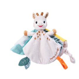 Vulli Sophie the Giraffe Comforter - Flat Cuddly Toy for Babies from 0 Months - with Dummy Chain - Sensory Toy Lightweight and Easy to Grip - Gift Idea for Birth Unisex