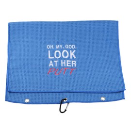 BLUPARK Funny Golf Towels for Women OMG Look At Her Putt Embroidered Golf Towel for Lady Golfer (LOOK AT HER PUTT-3)