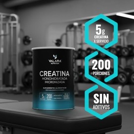 VALARA Creatina Monohidratada 1 kg Mxima Pureza - 200 Servicios - Suplemento Deportivo en Polvo - Sin Azcar - Sin Sabor - Incluye Scoop Dosificador   