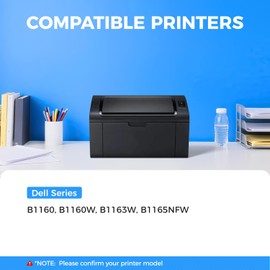 Compatible Toner Cartridge Replacement for Dell B1160 Toner Cartridge to Use with Dell B1160 B1160w B1163w B1165nfw Mono Laser Printers Ink YK1PM 331-7335 HF44N HF442 All-in-One Copier (Black 2-Pack)