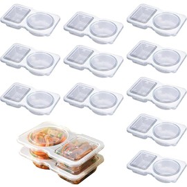 Double Compartment Food Storage Containers with Lids, 20-Pack, Clear Plastic