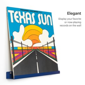 MÖNKE Vinyl Record Shelf - A Display Shelf Made of Sleek Metal - A Wall Mount Display for Your Favorite or Now-Playing Records -This Vinyl Record Holder Fits All Records (Blue)