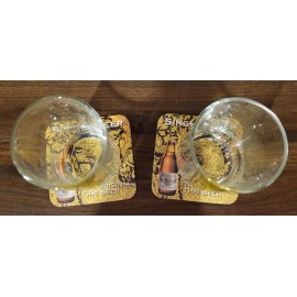 Singha Set of 2 Singha Beer Glasses Thailand with Coasters 0.3 L NEW