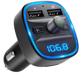 Bluetooth Car Adapter, Bluetooth FM Transmitter for Car, Bluetooths Cars Music Wireless Radio Adapter & Fast Car Charger, Hands-Free Cars Kit, Support TF Card & USB Flash Drive