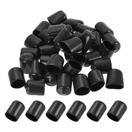 PATIKIL 15MM Vinyl Rubber End Caps, 20 Pack Flexible Bolt Screw Covers Caps Round Thread Protector Caps for Metal Tubing Rod Bolts, Black