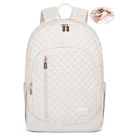 LOVEVOOK Work Backpack for Women, 15.6 Inch Laptop Backpack for College Teacher Nurse, Anti Theft Water Resistant Computer Back Pack for Travel Business Beige