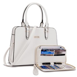 Qiyuer Purse For Womens Purses And Handbags Satchel Wallet Sets Work Tote Bags White