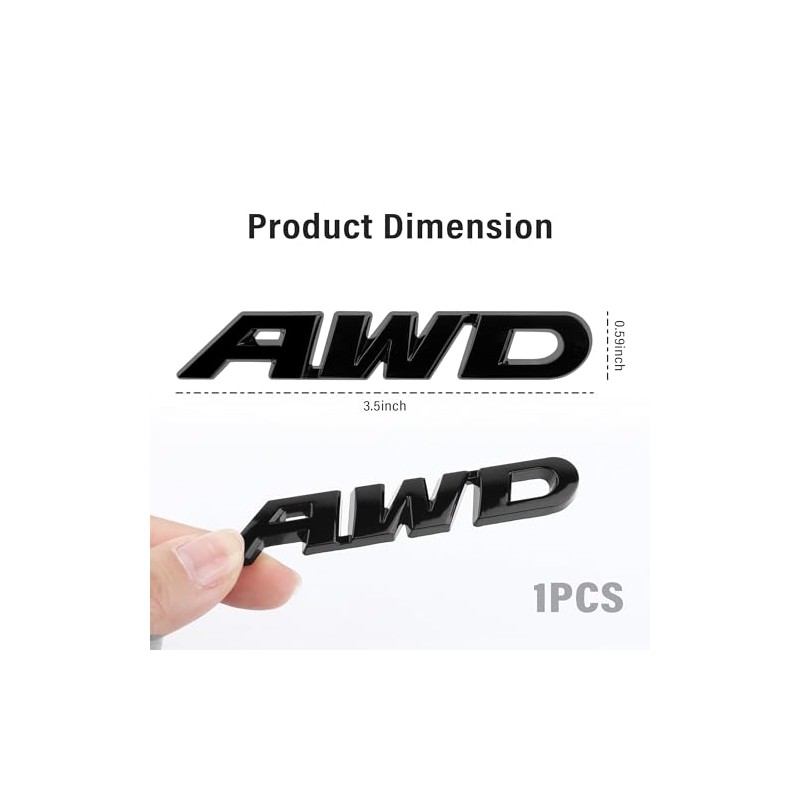 3D AWD Car Emblems and Badges with Adhesive,Premium Exterior Metal