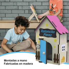 Casita Ratoncito Perez - Milchzahndose für Kinder - Milchzahndose für Kinder - Milchzahndose - Milchzahnbox - Haus Maus Perez Magische Tür - Holz - Blau