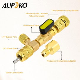 Aupoko Valve Core Remover Installer Tool, R410A R22 AC Schrader Valve Core Remover, Dual Size 1/4"-5/16" Port HVAC Valve Core Removal Installer for Refrigeration Air Conditioning A/C Line Repair Tools