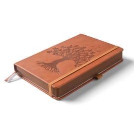 ZXHQ A5 360 Pages Lined Journal Notebooks with Pen, Journals for Women Men Writing Notebook, Tree of Life Design, Fine Inner Pocket - Light Brown