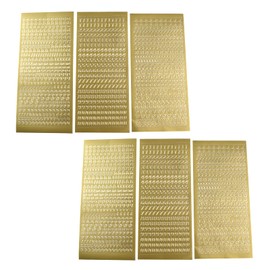 HEVSTIL 6 Sheets Small Gold Letter Stickers - Metallic Alphabet Number Stickers for Arts, Crafts, Greeting Cards, Photo Cards, Scrap Books, Home Decoration & DIY Deco - 7mm