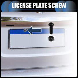 INFINAUTO Anti Theft License Plate Screws, M6 Security Bolt Fasteners Kits for Car Tag Frame Holder with Screws Stainless Steel Black, 1 Set