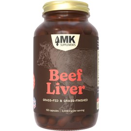 MK Supplements Grass Fed Beef Liver Supplement, Supports Energy Production, Detoxification, Digestion, Immunity and Full Body Wellness, Non-GMO, Freeze Dried, 30 Servings (3,000 mg Each)