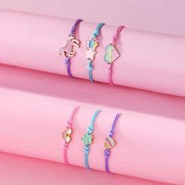 Rhys Pack of 6 bracelets girls, jewellery girls, bracelet children girls, bracelet children, for children, girls, as a gift or party bag for children's birthday parties