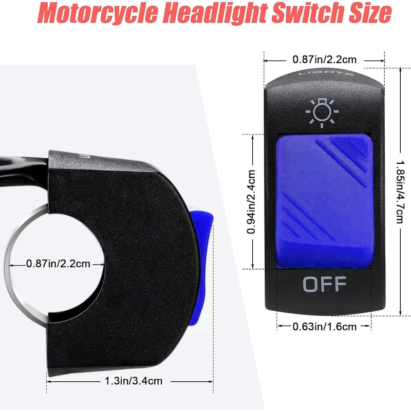 Gebildet 2 x Motorcycle Handlebar Switches with On/Off Push Button