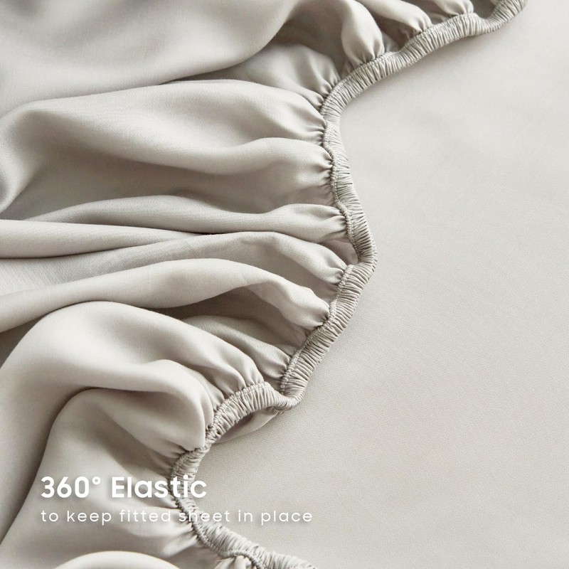Wake In Cloud - 100% Bamboo Fitted Sheet Set, 3
