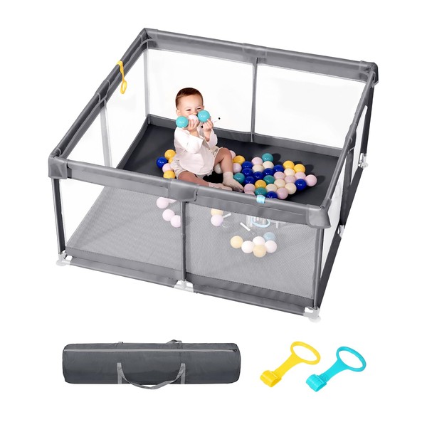 dearlomum Baby Playpen, 50"x50" Baby Playard Babies with Gate, Indoor