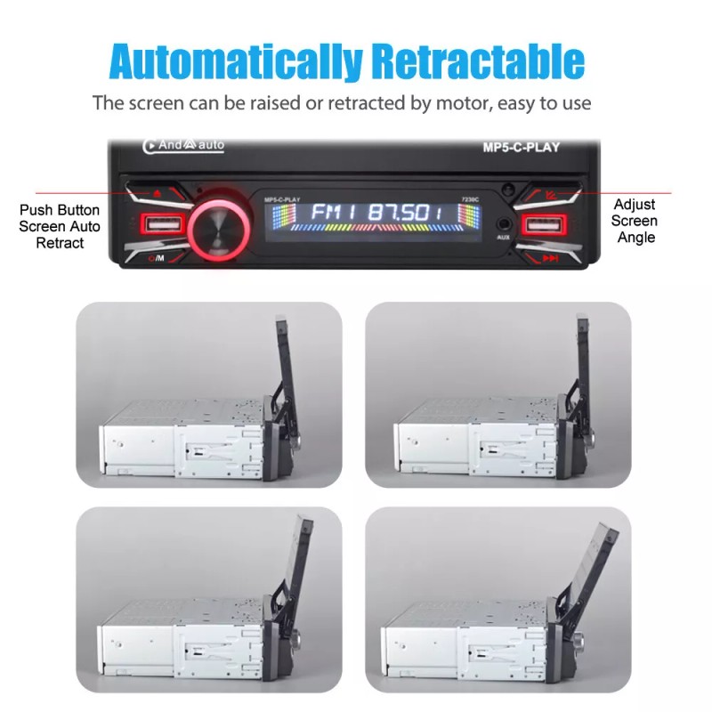 ESSGOO 7" Flip Out Screen Single 1 DIN Car Stereo