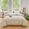 Tan Gingham Weighted Blanket Cover 48"x72", Taupe Soft Pre-Washed Microfiber