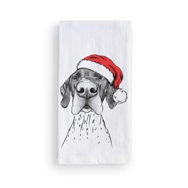 Inkopious Santa German Shorthaired Pointer Tea Towel, Dishcloth, Dinner Napkin, Flour Sack Towel, Kitchen Decoration, Set of 1
