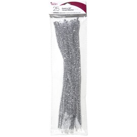 Cousin DIY Silver Tinsel Stem, 6mm x 12 inch, 25 Pack