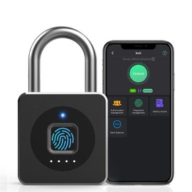 Pothunder Fingerprint Padlock, Fingerprint Lock with APP, Padlock with Keyless Biometric, Smart Padlock Waterproof Suitable for Gym, Locker, Gates, Fence and Storage