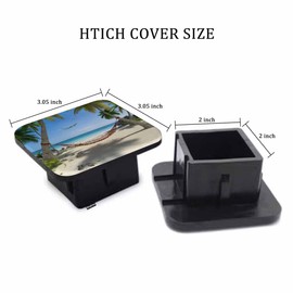 Beabes Tropical Beach Hitch Covers for Trucks Exotic Palm Trees Hammock Plane Trailer Hitch Cover, 2 Inch Tow Receiver Tube Plug Cap, Trailer Hitch Cover Compatible for Cars Pickups