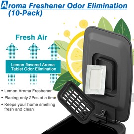 Small Bathroom Trash Can with Air Freshener Soft Close Lid, 6 Liter/ 1.6 Gallon Stainless Steel Garbage Can with Removable Inner Bucket, Step Pedal, Slim Wastebasket for Bedroom, Toilet, Office,Black