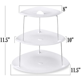 Masirs Collapsible 3-Tier Party Tray: Decorative Design Folds for Minimal Storage. an Elegant Serving Tray for Sandwiches, Cake, Sliced Cheese, and Deli Meat.