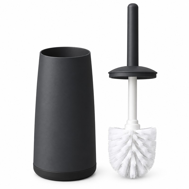 Long Handle Toilet Brush with Holder – 360° Round Bristle