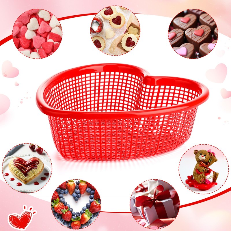 Bokon 6 Pcs Valentine's Day Heart Shaped Basket 6.7 Red