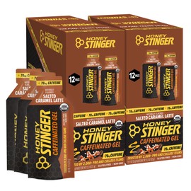 Honey Stinger Organic Salted Caramel Energy Gel, Caffeinated & Gluten Free, for Exercise, Running and Performance, Sports Nutrition for Home & Gym, Pre and Mid Workout, 12 Pack, 13.2 Ounce