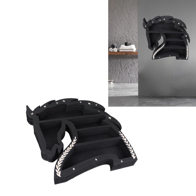 Horse Shape Wooden Crystal Display Shelf Decorative Wooden Crystal Wall